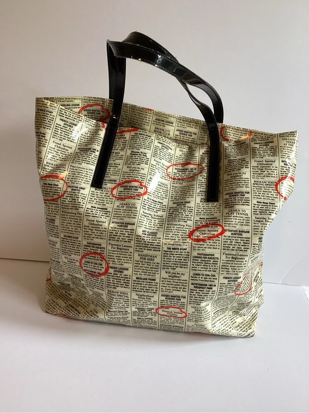Kate Spade New York Newsprint Canvas Bonton Shopper Tote Bag Classified Ads